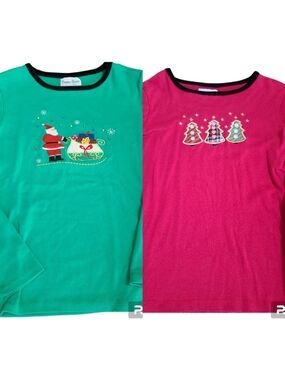 Bonnie Evans Women's Velvet Trim Holiday Tops Set